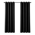Deconovo Verduisterende Gordijn,140x175 cm, 2 Stuks,Zwart | Gordijn 2 panelen met Ringen, Thermisch Isolerend, Stijlvolle Raamdecoratie voor Slaapkamer en Woonkamer
