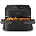 Philips Dubbele Airfryer 1000 7,1L - 2 manden met RapidAir | 10 kookstanden - 90% minder vet, HomeID-receptenapp en compact ontwerp, 7,1L (NA154/00)
