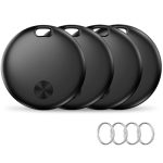 4 Stuks Smart Tracker Tag, Sleutelvinder, Compatibel met Apple Waar is? app (alleen iOS), Sleutelvinder voor Bagage, Tassen, Koffers, Portefeuille, IP67 Waterdicht, Verwisselbare accu