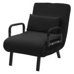 ML-Design Slaapstoel Inklapbaar 3 in 1, Uitklapbare Slaapfauteuil en Klapbank, Fauteuil met Verstelbare Rugleuning, Opvouwbare Slaapbank en Logeerbed met Stalen Frame en Chenille Bekleding Zwart