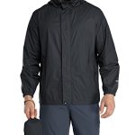 Beste regenjas fiets heren 33,000ft Regenjas voor heren, licht, waterdicht, opvouwbare regenjas met capuchon, fiets, regenjack, windjack, camping, outdoor, zwart, L