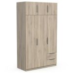Beste kledingkast Demeyere Kleedkast met moderne kledingkast, 6 deuren, 5 planken, 2 laden, eiken Kronberg-119, bewerkt hout, grijs, 119,4 x 51,1 x 203 cm