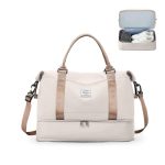 Beste handbagage tas Damesreistas 40x30x20 Ryanair Handbagagetas Sporttas Weekendtas Zwemtas Waterdichte reistas Plunjezak Fitnesstas Trainingstas Ziekenhuistas met schoenenvak,K10-Lichtbeige bruin