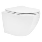 Beste WC pot ECD Germany Randloos Wandtoilet Kort 49cm Glanzend met nanocoating Wit Keramisch Toilet Antibacterieel Oppervlak Verwijderbare Duroplast Toiletzitting met Softclose Automatische Verlaging Wandtoilet