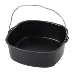Ovenvorm Airfryer, bakvorm Airfryer, herbruikbare heteluchtfriteuse vorm, vaatwasmachinebestendig met antiaanbaklaag, voor braadkip, friet, bakproducten, zwart, 21,6 cm x 18 cm x 17,5 cm