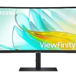 Samsung ViewFinity S65UC Curved High Resolution Monitor met luidsprekers, 34 inch, VA-paneel, 3440 x 1440 pixels, vernieuwingsfrequentie 100 Hz, responstijd 5 ms, USB-C met 90 W opladen, pivot