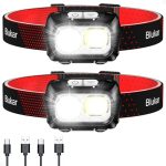 Blukar Hoofdlamp Oplaadbaar, 2 Stuks Superheldere Koplamp Traploos Dimbaar