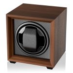 Fousenuk Horlogeopwinder, voor automatische horloges, stille motor, 2 instelmodi, vierkante walnootkleurige behuizing, met USB-oplaadaansluiting en traagschuim, voor mechanisch opwinden van je