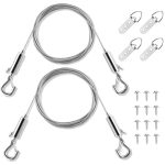 Schilderij Ophangsysteem Set, 2 Stuks 2 m x 1 mm Verstelbare Draad met Haken, 4 D-Ringen en 12 Schroeven, Zwaar RVS Ophangkabel voor Canvas Schilderijen, Spiegels, Lijsten en Wanddecoratie