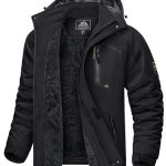 KEFITEVD Herenjassen Waterdichte Fleece Winter Warm Ski Regenjassen Outdoor Thermische Jassen met Afneembare Capuchon, Zwart, M