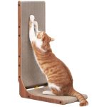 FUKUMARU Krabpaal voor Katten, 68 cm L-Vormige Krabkarton met Bal voor Binnenkatten, Hazelnoten Kleur, Set van 1