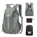 Beste dagrugzak GES 20L wandelrugzak voor dames en heren, lichtgewicht, waterbestendige dagrugzak met regenhoes, duurzame rugzak voor reizen, kamperen, trekking, fietsen, wandelen, school en werk, Grijs, 20 Litres