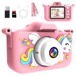 MystiLuck Kindercamera 1080p HD, 2,0 inch scherm, 32 GB kaart, fotoapparatuurspeelgoed voor 3-12 jarige kinderen, Kerstmis en verjaardag