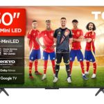 TCL 50Q6C QD-Mini LED TV, 4K HDR Premium 1000nits, Smart TV aangedreven door Google (Dolby Vision IQ en Atmos, Onkyo 2.1 audiosysteem, Motion Clarity Pro 144Hz, Game Master, handsfree spraakbesturing)