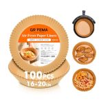 GRIFEMA Heteluchtfriteuse, rond, 100 stuks, 16-20 cm, 2,2-4,5 l, BPA-vrij, bakpapier voor airfryer, SGS FSC en FDA, voor pannen, oven en heteluchtfriteuse, 100 stuks
