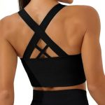 Leversic Dames sportbeha, medium ondersteuning, draadloos met uitneembare vulling, crossback design, ideaal voor yoga, fitness, hardlopen en joggen, XL