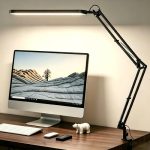 SKYLEO Bureaulamp - LED Desk Lamp - 5 kleurmodi X 11 helderheidsniveaus - Verstelbare zwenkarm - Timmer- en geheugenfunctie - 12W Studielamp - Zwart