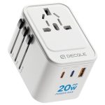 decqle Reisadapter Wereldwijd, Reisstekker met 2 USB-C(PD 20W) ＆ 1 USB-A