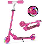 BELEEV V1 Kinderstep 2 Wielige Inklapbare Atep voor Meisjes en Jongens, 3 Verstelbare Hoogtes, LED Lichtgevende Wielen, Lichtgewicht Stevig Frame, Scooter met Standaard van 3-12 Jaar Oud, Rose Pink