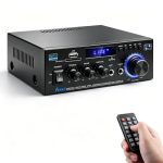 HiFi Versterker,Mini Bluetooth Stereo Audiovisuele Ontvanger,AK45 12V/220V 400W 2-kanaal Digitale Eindversterker Geluidsversterker w/FM Radio,SD/USB Card Input,voor Thuis of Auto