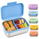 Beste RVS lunchbox LOCKII Kinderbroodtrommel van roestvrij staal, 1000 ml, met snackbox – Lunchbox met vakken, RVS-bodem en BPA-vrij deksel, lekvrije bentobox voor school, de kinderopvang en uitstapjes (Blue)