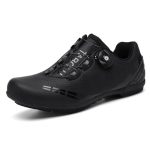 Hixingo Fietsschoenen voor dames en heren, racefiets- en MTB-schoenen met rubberen zool, ademende sneakers, antislip, no-lock fietsschoenen, mountainbike, maat 36-47 EU, Zwart, 42 EU