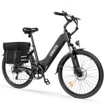 ESKUTE C202 Elektrische fiets, 48 V, 17,5 Ah, voor volwassenen, 26 inch, met zijtas, afneembare accu, citybike voor pendelaars, 7 versnellingen, 25 km/u, bereik tot 110 km