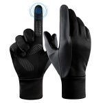 FanVince Handschoenen Heren Touchscreen Winterhandschoenen Winter Handschoenen Sporthandschoenen Dames Dunne Warme Hardlopen Fiets Fietshandschoenen Zwart-Grijs Groot