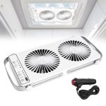 Hocomay Dakventilator, 12 V, opvouwbare ventilator, dubbele rijen, ventilator voor camper, dakraam, met 4 snelheden, wit