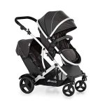 Hauck H-50011 Duett 2, duo buggy vanaf geboorte, zitgedeelte om te bouwen tot reiswieg, 2 regenhoezen, voetenzak, zonnekap, veiligheidsbeugel, afneembaar zitgedeelte, verstelbare duwstang - Black Forest,2 kind-wagen,zwart