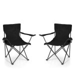 BigDean 2 x vouwstoel, zwart, campingstoel, visstoel met bekerhouder en draagtas, vissersstoel, inklapbaar, klapstoel, tuinstoel, vouwstoel, relaxstoel, visstoel, opvouwbaar