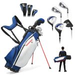 Beste golfset voor beginners LIFEZEAL Compleet golfset voor heren, draagbaar golfclubset voor rechtshandigen, statieftas met 7 vakken, Putter, 3 hout: Driver #1, Fairway #3, Hybrid #4, 5 ijzers: #6, #7, #8, #9, Pitching