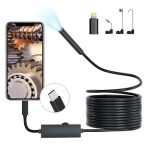 Beste camera telefoon Picache Endoscoop inspectiecamera, 1920P Borescoop 7,9 mm IP68 waterdichte sonde, 5m met 8 LED's voor iOS/Android (geen WiFi nodig)