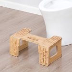 Fanwer Houten toiletkruk - 7 inch en 9 inch verstelbare hoogtes, bamboemateriaal, eenvoudige montage, comfortabele ontlasting, darmgezondheid - verbeter de houding en het comfort van de badkamer.