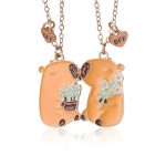 FloralGrace 2 stuks Capybara vriendschapsketting, Capibara vriendschapskettingen voor 2 meisjes, Beste vriendinnen ketting BFF hart handen passende kettingen, Capybara hanger（D）