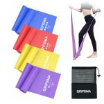 Beste fitness oefeningen voor spiermassa GRIFEMA GA5002 4-Delige Powerfitnessset met 4 Weerstandsniveaus van Elastische Banden, Gemakkelijk mee te Nemen, Geschikt voor Yoga, Bodhi La, Krachttraining