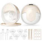Beste handsfree borstkolf KISSBOBO K5 Draagbare Elektrische Borstkolf, Handsfree Borstkolf met 19 Niveaus en 4 Modussen, Lekvrije Ontwerp, 280mmHg Sterke Zuigkracht, Laag Geluid Minder Dan 55Db (Beige, 2 stuks)