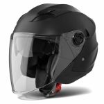 VINZ Calobra Jethelm met Zonnevizier en vizier | Scooter helm Motorhelm | Snorfiets & Brommer | ECE 22.06 voor Dames en Heren | in XS-XXL - Mat Zwart
