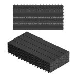 WOLTU 6 x WPC Composiet Vlonderplanken 30 x 60 cm (1 m²) Terrastegels Kliktegels Houtlook Balkontegels, Antraciet, GTF005an