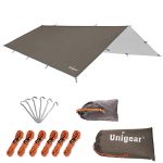 Unigear Regenzeil, tarp regenzeil, tentdak, waterdicht, wandelbescherming, opvouwbaar, licht, waterdicht, bescherming tegen regen, sneeuw en zon tijdens het kamperen.