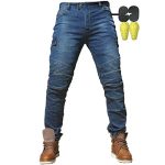 Heren Motorbroek Motorjeans Motor Jeans Fietsbroek Outdoor Fiets Reisbroek 4 x Beschermende Uitrusting (Blauw, 34W / 32L)