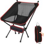 LUKVCIY Campingstoel, lichtgewicht draagbare klapstoel, gewichtscapaciteit 150 kg, 600D Oxford stof, geschikt voor tuinen, feesten, vissen, expedities, wandelen, enz., rood