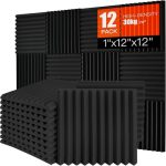 Beste geluidsisolatie wand Saiqiang 12 stuks akoestisch schuim, akoestische schuimplaten voor wand, geluidsisolatie, akoestische panelen, geluidsisolatiemat, schuimplaat met hoge dichtheid, 30 x 30 x 2,5 cm
