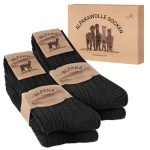 Beste alpaca sokken SukModen 4 paar alpaca sokken voor heren en dames, warme wollen wintersokken, dikke ademende gebreide wollen sokken,zachte Noorse breisokken zwart M