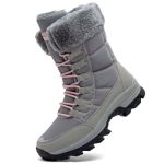 VLOOKST Laarzen Dames Sneeuwlaarzen Winterlaarzen Trekkinglaarzen Hikinglaarzen Sneeuwschoen Warme Bont Gevoerd Enkellaarsje Grijs maat 40