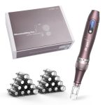 Beste microneedling pen A10 Dermapen Microneedling Pen Professioneel Draadloos met 22 Cartridges en 5 Snelheden - Verstelbare Derma Pen voor Huidverzorging