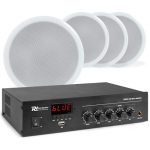 Beste geluidsinstallatie Power Dynamics Geluidsinstallatie 4 Plafondspeakers 25W, BT 100V Versterker