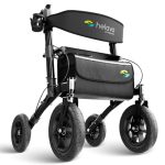 HELAVO Rollator voor buiten met luchtbanden - opvouwbare aluminium rollator voor buiten met zitje - maximale mobiliteit en comfort voor buiten