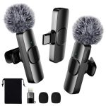Beste microfoon BYbrutek Draadloze Lavalier-microfoon met Lightning-adapter en opbergtas - voor iPhone, iPad en Android-telefoons - mini-microfoon voor video-opnames en podcasts met ruisonderdrukking
