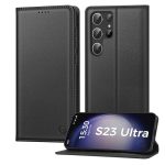 Hoesje voor Samsung Galaxy S23 Ultra Case, Premium Lederen Flip Wallet Case met Kaartenvakken Telefoon Cover Standfunctie Magneet Beschermhoesje voor Samsung Galaxy S23 Ultra